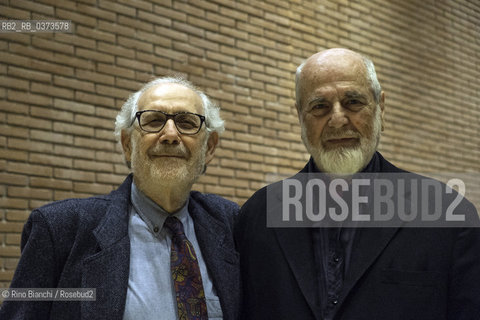 The Italian artists Michelangelo Pistoletto and Emilio Isgrò phographed in Rome/Gli artisti italiani Michelangelo Pistoletto ed Emilio Isgrò fotografati a Roma. ©Rino Bianchi/Rosebud2