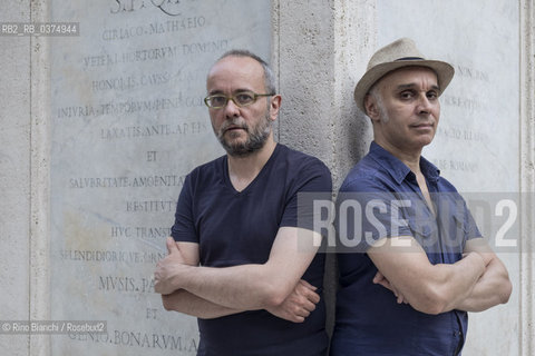 Rome July 13, 2018..Max Morini and Francesco Morini, theatrical and television authors, writers, photographed in Rome in the park of Villa Celimontana  Max Morini e Francesco Morini, autori teatrali e televisivi, scrittori, fotografati a Roma nel parco di Villa Celimontana ©Rino Bianchi/Rosebud2