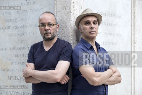 Rome July 13, 2018..Max Morini and Francesco Morini, theatrical and television authors, writers, photographed in Rome in the park of Villa Celimontana  Max Morini e Francesco Morini, autori teatrali e televisivi, scrittori, fotografati a Roma nel parco di Villa Celimontana ©Rino Bianchi/Rosebud2