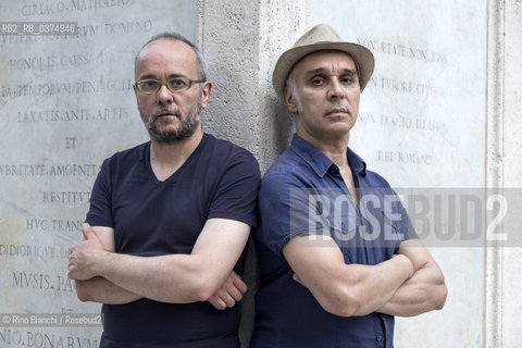 Rome July 13, 2018..Max Morini and Francesco Morini, theatrical and television authors, writers, photographed in Rome in the park of Villa Celimontana  Max Morini e Francesco Morini, autori teatrali e televisivi, scrittori, fotografati a Roma nel parco di Villa Celimontana ©Rino Bianchi/Rosebud2