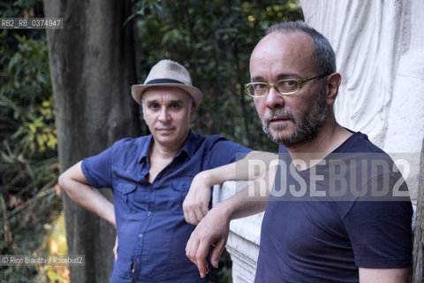 Rome July 13, 2018..Francesco Morini and Max Morini, theatrical and television authors, writers, photographed in Rome in the park of Villa Celimontana/Francesco Morini e Max Morini, autori teatrali e televisivi, scrittori, fotografati a Roma nel parco di Villa Celimontana ©Rino Bianchi/Rosebud2