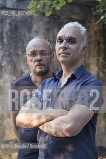 Rome July 13, 2018..Max Morini and Francesco Morini, theatrical and television authors, writers, photographed in Rome in the park of Villa Celimontana/Max Morini e Francesco Morini, autori teatrali e televisivi, scrittori, fotografati a Roma nel parco di Villa Celimontana ©Rino Bianchi/Rosebud2