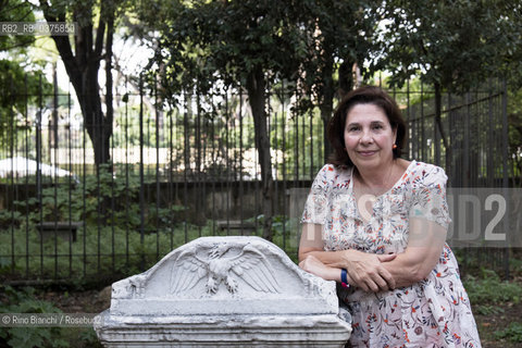 Rome September 23, 2018..Giovanna Casadio parliamentary journalist, protagonist of political communication, writer and essayist, photographed in Rome in the park of Villa Celimontana/Giovanna Casadio giornalista parlamentare, protagonista della comunicazione politica, scrittrice e saggista, fotografata a Roma nel parco di Villa Celimontana. ©Rino Bianchi/Rosebud2