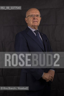 Rome February 8, 2019..Louis Godart, Belgian archeologist national Italian , Mycenaean philologist, professor at the chair of Mycenaean Philology at the Federico II University of Naples, Councilor for the Conservation of the Artistic Heritage of the President of the Italian Republic, photographed in Rome in the Odeion space of Sapienza University/Louis Godart, archeologo belga naturalizzato italiano,filologo miceneo, docente presso la cattedra di Filologia Micenea allUniversità Federico II di Napoli, Consigliere per la Conservazione del Patrimonio Artistico del Presidente della Repubblica Italiana, fotografato a Roma nello spazio Odeion dellUniversità La Sapienza. ©Rino Bianchi/Rosebud2