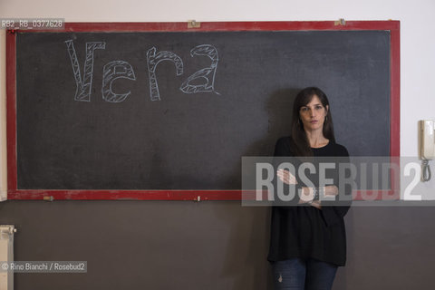 Rome February 15, 2018..Vera Giaconi, narrator, editor and freelance Uruguayan redattrice, photographed at Rome at the headquarters of the house Editrice Sur/Vera Giaconi, narratrice, editor e redattrice freelance uruguagia, fotografata a Roma nella sede della casa editrice Sur. ©Rino Bianchi/Rosebud2