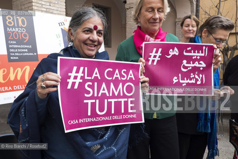 Rome 8 March 2019..Vandana Shiva, Indian political activist and environmentalist, photographed in Rome in the spaces of the Casa Internazionale delle Donne on the occasion of Feminism/Vandana Shiva, attivista politica e ambientalista indiana, fotografata a Roma negli spazi della Casa Internazionale delle Donne in occasione di  Feminism. ©Rino Bianchi/Rosebud2