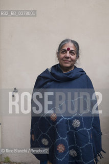 Rome 8 March 2019..Vandana Shiva, Indian political activist and environmentalist, photographed in Rome in the spaces of the Casa Internazionale delle Donne on the occasion of Feminism/Vandana Shiva, attivista politica e ambientalista indiana, fotografata a Roma negli spazi della Casa Internazionale delle Donne in occasione di  Feminism. ©Rino Bianchi/Rosebud2