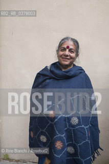 Rome 8 March 2019..Vandana Shiva, Indian political activist and environmentalist, photographed in Rome in the spaces of the Casa Internazionale delle Donne on the occasion of Feminism/Vandana Shiva, attivista politica e ambientalista indiana, fotografata a Roma negli spazi della Casa Internazionale delle Donne in occasione di  Feminism. ©Rino Bianchi/Rosebud2