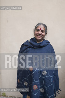 Rome 8 March 2019..Vandana Shiva, Indian political activist and environmentalist, photographed in Rome in the spaces of the Casa Internazionale delle Donne on the occasion of Feminism/Vandana Shiva, attivista politica e ambientalista indiana, fotografata a Roma negli spazi della Casa Internazionale delle Donne in occasione di  Feminism. ©Rino Bianchi/Rosebud2