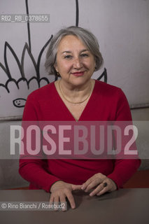 Rome March 29, 2019..Élise Thiébaut journalist, writer and narrator, author of the essay on menstruation This is my blood, member of the association Avocats sans frontières France, photographed in Rome in the spaces of the Tuba library/Élise Thiébaut giornalista,  scrittrice e narratrice,  autrice del saggio sulle mestruazioni Questo è il mio sangue, membro dellassociazione Avocats sans frontières France, fotografata a Roma negli spazi della libreria Tuba. ©Rino Bianchi/Rosebud2