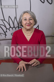 Rome March 29, 2019..Élise Thiébaut journalist, writer and narrator, author of the essay on menstruation This is my blood, member of the association Avocats sans frontières France, photographed in Rome in the spaces of the Tuba library/Élise Thiébaut giornalista,  scrittrice e narratrice,  autrice del saggio sulle mestruazioni Questo è il mio sangue, membro dellassociazione Avocats sans frontières France, fotografata a Roma negli spazi della libreria Tuba. ©Rino Bianchi/Rosebud2