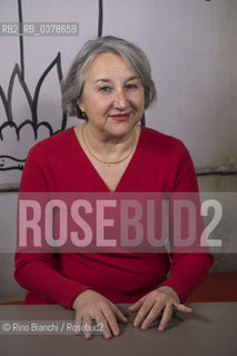 Rome March 29, 2019..Élise Thiébaut journalist, writer and narrator, author of the essay on menstruation This is my blood, member of the association Avocats sans frontières France, photographed in Rome in the spaces of the Tuba library/Élise Thiébaut giornalista,  scrittrice e narratrice,  autrice del saggio sulle mestruazioni Questo è il mio sangue, membro dellassociazione Avocats sans frontières France, fotografata a Roma negli spazi della libreria Tuba. ©Rino Bianchi/Rosebud2