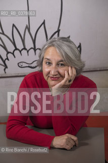 Rome March 29, 2019..Élise Thiébaut journalist, writer and narrator, author of the essay on menstruation This is my blood, member of the association Avocats sans frontières France, photographed in Rome in the spaces of the Tuba library/Élise Thiébaut giornalista,  scrittrice e narratrice,  autrice del saggio sulle mestruazioni Questo è il mio sangue, membro dellassociazione Avocats sans frontières France, fotografata a Roma negli spazi della libreria Tuba. ©Rino Bianchi/Rosebud2