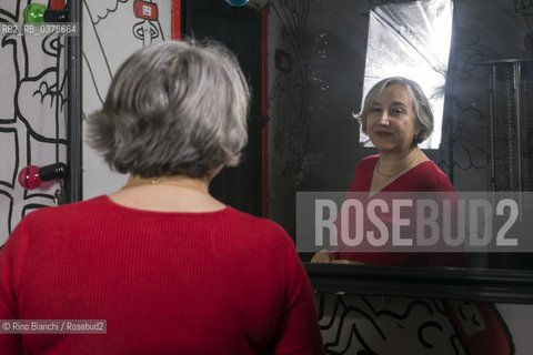 Rome March 29, 2019..Élise Thiébaut journalist, writer and narrator, author of the essay on menstruation This is my blood, member of the association Avocats sans frontières France, photographed in Rome in the spaces of the Tuba library/Élise Thiébaut giornalista,  scrittrice e narratrice,  autrice del saggio sulle mestruazioni Questo è il mio sangue, membro dellassociazione Avocats sans frontières France, fotografata a Roma negli spazi della libreria Tuba. ©Rino Bianchi/Rosebud2