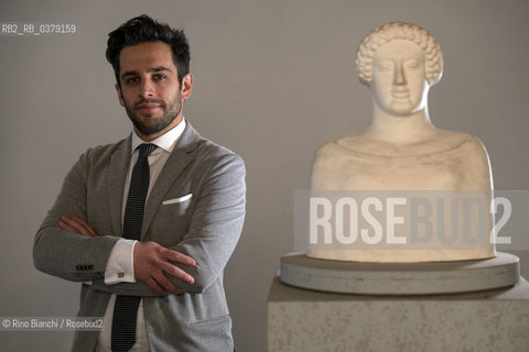 Rome April 11, 2019..Fabio Giorgio Cavallero archaeologist, research fellow and lover of the subject at Sapienza University of Rome, lecturer at the Italian Archaeological School of Athens, contributor to the creation of the Atlas of Ancient Rome, photographed in Rome in the spaces of the Museum of Classical Art at the University of La Sapienza/Fabio Giorgio Cavallero archeologo, assegnista di ricerca e cultore della materia presso Sapienza Università di Roma, docente alla Scuola Archeologica Italiana di Atene, contributore alla realizzazione dellAtlante di Roma Antica, fotografato a Roma negli spazi del Museo di Arte Classica dellUniversità La Sapienza. ©Rino Bianchi/Rosebud2