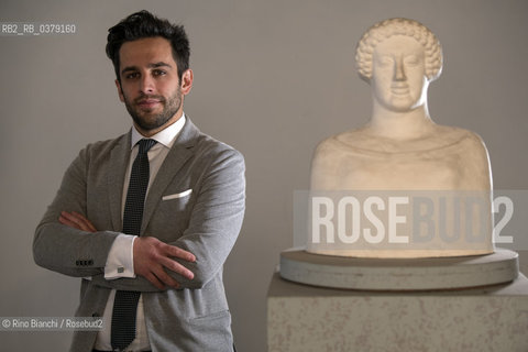 Rome April 11, 2019..Fabio Giorgio Cavallero archaeologist, research fellow and lover of the subject at Sapienza University of Rome, lecturer at the Italian Archaeological School of Athens, contributor to the creation of the Atlas of Ancient Rome, photographed in Rome in the spaces of the Museum of Classical Art at the University of La Sapienza/Fabio Giorgio Cavallero archeologo, assegnista di ricerca e cultore della materia presso Sapienza Università di Roma, docente alla Scuola Archeologica Italiana di Atene, contributore alla realizzazione dellAtlante di Roma Antica, fotografato a Roma negli spazi del Museo di Arte Classica dellUniversità La Sapienza. ©Rino Bianchi/Rosebud2