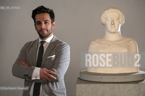 Rome April 11, 2019..Fabio Giorgio Cavallero archaeologist, research fellow and lover of the subject at Sapienza University of Rome, lecturer at the Italian Archaeological School of Athens, contributor to the creation of the Atlas of Ancient Rome, photographed in Rome in the spaces of the Museum of Classical Art at the University of La Sapienza/Fabio Giorgio Cavallero archeologo, assegnista di ricerca e cultore della materia presso Sapienza Università di Roma, docente alla Scuola Archeologica Italiana di Atene, contributore alla realizzazione dellAtlante di Roma Antica, fotografato a Roma negli spazi del Museo di Arte Classica dellUniversità La Sapienza. ©Rino Bianchi/Rosebud2