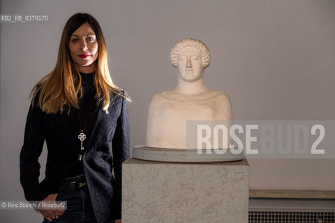 Rome April 11, 2019..Laura Pepe, university professor, essayist and scholar of the Greek world, photographed in Rome in the spaces of the Museum of Classical Art of the La Sapienza University/Laura Pepe, docente universitaria, saggista e studiosa del mondo greco, fotografata a Roma negli spazi del Museo di Arte Classica dellUniversità La Sapienza. ©Rino Bianchi/Rosebud2