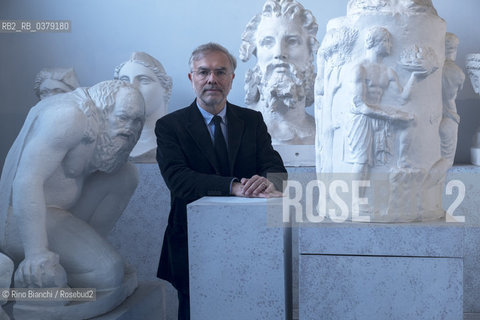 Rome April 11, 2019..Mauro Reali, historian of antiquity, essayist and Latinist, photographed in Rome in the spaces of the Museum of Ancient Art of La Sapienza/Mauro Reali, storico dellantichità, saggista e latinista, fotografato a Roma negli spazi del Museo dellArte Antica de La Sapienza ©Rino Bianchi/Rosebud2