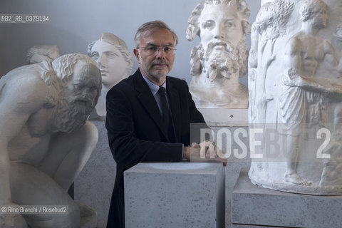 Rome April 11, 2019..Mauro Reali, historian of antiquity, essayist and Latinist, photographed in Rome in the spaces of the Museum of Ancient Art of La Sapienza/Mauro Reali, storico dellantichità, saggista e latinista, fotografato a Roma negli spazi del Museo dellArte Antica de La Sapienza ©Rino Bianchi/Rosebud2