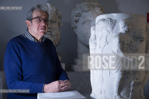 Rome April 11, 2019..Lucio Russo, physicist, philologist and historian of science, author of essays on the classical world, photographed in Rome in the spaces of the Museum of Classical Art of La Sapienza/Lucio Russo, fisico, filologo e storico della scienza, autore di saggi sul mondo classico, fotografato a Roma negli spazi del Museo di Arte Classica de La Sapienza. ©Rino Bianchi/Rosebud2