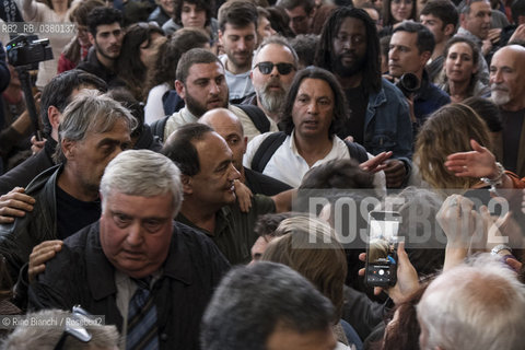 Rome May 13, 2019..Mimmo Lucano, former mayor of Riace, photographed in Rome as he enters Room 1 of La Sapienza University/Mimmo Lucano, ex sindaco di Riace,  fotografato a Roma mentre entra nellAula 1 dellUniversità La Sapienza. ©Rino Bianchi/Rosebud2