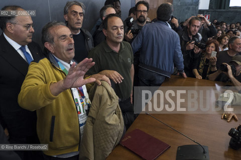 Rome May 13, 2019..Mimmo Lucano, former mayor of Riace, photographed in Rome as he enters Room 1 of La Sapienza University/Mimmo Lucano, ex sindaco di Riace,  fotografato a Roma mentre entra nellAula 1 dellUniversità La Sapienza. ©Rino Bianchi/Rosebud2