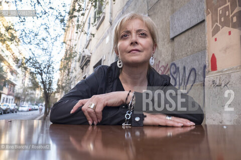 Rome October 12, 2019..Marinella Savino, photographed in the restaurant Dar Parrucca in the Pigneto neighborhood in Rome, author of the novel La sartoria di via Chiatamone with which she was a finalist in the Premio Calvino 2018/Marinella Savino, fotografata nella trattoria Dar Parrucca nel quartiere Pigneto a Roma, autrice del romanzo la La sartoria di via Chiatamone con il quale è stata finalista al Premio Calvino 2018. ©Rino Bianchi/Rosebud2