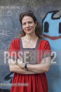 Rome October 13, 2019..Adélaïde Bon, French writer, author of the novel La bambina sulla banchisa, photographed in Rome in via Fanfulla da Lodi in the Pigneto district/Adélaïde Bon, scrittrice francese, autrice del romanzo La bambina sulla banchisa,  fotografata a Roma in via Fanfulla da Lodi nel quartiere del Pigneto. ©Rino Bianchi/Rosebud2