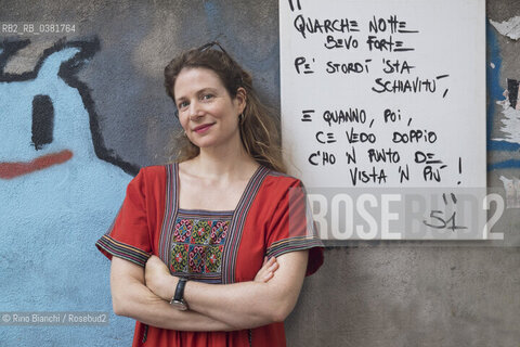 Rome October 13, 2019..Adélaïde Bon, French writer, author of the novel La bambina sulla banchisa, photographed in Rome in via Fanfulla da Lodi in the Pigneto district/Adélaïde Bon, scrittrice francese, autrice del romanzo La bambina sulla banchisa,  fotografata a Roma in via Fanfulla da Lodi nel quartiere del Pigneto. ©Rino Bianchi/Rosebud2