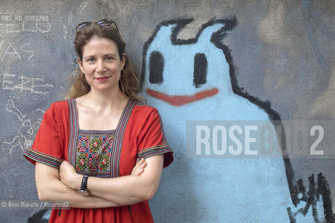 Rome October 13, 2019..Adélaïde Bon, French writer, author of the novel La bambina sulla banchisa, photographed in Rome in via Fanfulla da Lodi in the Pigneto district/Adélaïde Bon, scrittrice francese, autrice del romanzo La bambina sulla banchisa,  fotografata a Roma in via Fanfulla da Lodi nel quartiere del Pigneto. ©Rino Bianchi/Rosebud2