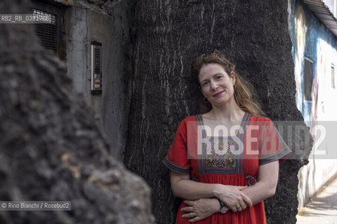 Rome October 13, 2019..Adélaïde Bon, French writer, author of the novel La bambina sulla banchisa, photographed in Rome in via Fanfulla da Lodi in the Pigneto district/Adélaïde Bon, scrittrice francese, autrice del romanzo La bambina sulla banchisa,  fotografata a Roma in via Fanfulla da Lodi nel quartiere del Pigneto. ©Rino Bianchi/Rosebud2