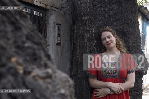 Rome October 13, 2019..Adélaïde Bon, French writer, author of the novel La bambina sulla banchisa, photographed in Rome in via Fanfulla da Lodi in the Pigneto district/Adélaïde Bon, scrittrice francese, autrice del romanzo La bambina sulla banchisa,  fotografata a Roma in via Fanfulla da Lodi nel quartiere del Pigneto. ©Rino Bianchi/Rosebud2