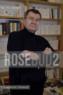 Rome October 16, 2019..Antoine Volodine the most unclassifiable of contemporary French writers, promoter of the current post-exotic literature, photographed in Rome in the Tomo library/Antoine Volodine il più inclassificabile degli scrittori francesi contemporanei, promotore della corrente letteratura post-esotista, fotografato a Roma nella libreria Tomo. ©Rino Bianchi/Rosebud2