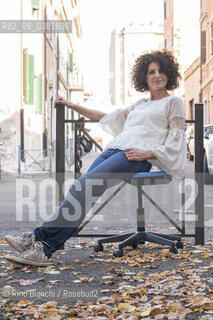 Rome October 13, 2019..Paola Cereda, psychologist and writer, photographed at the Pigneto opposite the Fortebraccio section held for years by Luca Canali/Paola Cereda, psicologa e scrittrice, fotografata al Pigneto di fronte la sezione Fortebraccio retta per anni da Luca Canali. ©Rino Bianchi/Rosebud2