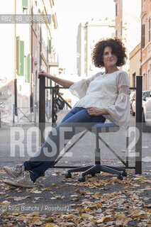 Rome October 13, 2019..Paola Cereda, psychologist and writer, photographed at the Pigneto opposite the Fortebraccio section held for years by Luca Canali/Paola Cereda, psicologa e scrittrice, fotografata al Pigneto di fronte la sezione Fortebraccio retta per anni da Luca Canali. ©Rino Bianchi/Rosebud2