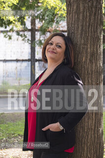 Rome October 19, 2019..Letizia Vicidomini, writer originally from Nocera Inferiore, an honorary citizen of Naples, radio speaker, photographed in Rome at the Metro stop Cipro/Letizia Vicidomini, scrittrice originaria di Nocera Inferiore, cittadina onoraria di Napoli, speaker radiofonica, fotografata a Roma alla fermata del Metro Cipro. ©Rino Bianchi/Rosebud2