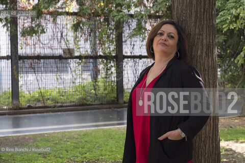 Rome October 19, 2019..Letizia Vicidomini, writer originally from Nocera Inferiore, an honorary citizen of Naples, radio speaker, photographed in Rome at the Metro stop Cipro/Letizia Vicidomini, scrittrice originaria di Nocera Inferiore, cittadina onoraria di Napoli, speaker radiofonica, fotografata a Roma alla fermata del Metro Cipro. ©Rino Bianchi/Rosebud2