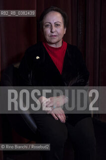 Rome November 25, 2019..Shirin Ebadi, an Iranian lawyer and peace activist who won the Nobel Peace Prize, the first person of her country and the first Muslim woman to obtain this recognition, photographed in Rome on the stage of the Teatro Quirino/Shirin Ebadi, avvocato e pacifista iraniana premio Nobel per la pace, prima persona del suo Paese e prima donna musulmana a ottenere tale riconoscimento, fotografata a Roma sul palco del Teatro Quirino. ©Rino Bianchi/Rosebud2