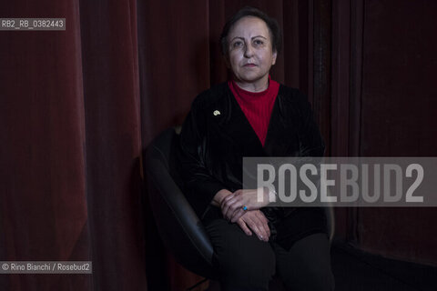 Rome November 25, 2019..Shirin Ebadi, an Iranian lawyer and peace activist who won the Nobel Peace Prize, the first person of her country and the first Muslim woman to obtain this recognition, photographed in Rome on the stage of the Teatro Quirino/Shirin Ebadi, avvocato e pacifista iraniana premio Nobel per la pace, prima persona del suo Paese e prima donna musulmana a ottenere tale riconoscimento, fotografata a Roma sul palco del Teatro Quirino. ©Rino Bianchi/Rosebud2