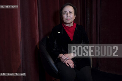 Rome November 25, 2019..Shirin Ebadi, an Iranian lawyer and peace activist who won the Nobel Peace Prize, the first person of her country and the first Muslim woman to obtain this recognition, photographed in Rome on the stage of the Teatro Quirino/Shirin Ebadi, avvocato e pacifista iraniana premio Nobel per la pace, prima persona del suo Paese e prima donna musulmana a ottenere tale riconoscimento, fotografata a Roma sul palco del Teatro Quirino. ©Rino Bianchi/Rosebud2