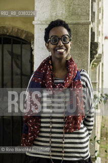 Venice April 20, 2018..Igiaba Scego, writer and journalist, photographed in Venice in the spaces of CaFoscari during Afropean Bridge/Igiaba Scego, scrittrice e giornalista, fotografata a Venezia negli spazi di Ca Foscari durante Afropean Bridge. ©Rino Bianchi/Rosebud2