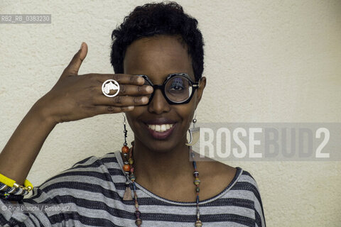 Venice April 20, 2018..Igiaba Scego, writer and journalist, photographed in Venice in the spaces of CaFoscari during Afropean Bridge/Igiaba Scego, scrittrice e giornalista, fotografata a Venezia negli spazi di Ca Foscari durante Afropean Bridge. ©Rino Bianchi/Rosebud2