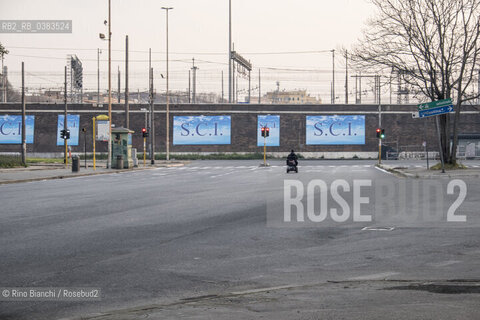 Rome march 22, 2020..Rome, at the traffic light in Piazza di Porta Maggiore, during the coronavirus pandemic, only a wheelchair with a disabled person/Roma, al semaforo di Piazza di Porta Maggiore, durante la pandemia da coronavirus, solo una carozzella con disabile ©Rino Bianchi/Rosebud2