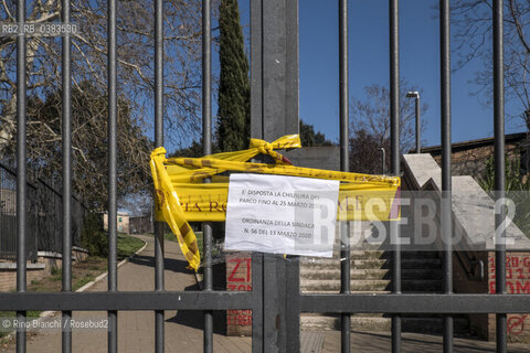 Rome March 19, 2020..Rome, Parco del Torrione closed with a trade union resolution during the coronavirus pandemic/Roma, il Parco del Torrione chiuso con una delibera sindacale durante la pandemia da coronavirus ©Rino Bianchi/Rosebud2