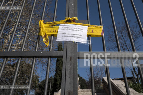 Rome March 19, 2020..Rome, Parco del Torrione closed with a trade union resolution during the coronavirus pandemic/Roma, il Parco del Torrione chiuso con una delibera sindacale durante la pandemia da coronavirus ©Rino Bianchi/Rosebud2