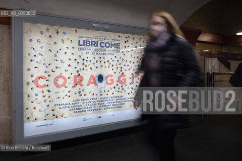 Rome March 10, 2020..Exit of the metro stop Spagna in the days of the Coronavirus/Uscita del metro fermata Spagna nei giorni del Coronavirus. ©Rino Bianchi/Rosebud2