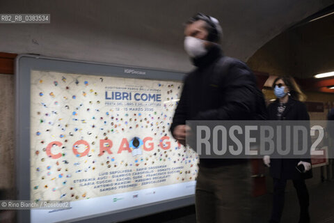 Rome March 10, 2020..Exit of the metro stop Spagna in the days of the Coronavirus/Uscita del metro fermata Spagna nei giorni del Coronavirus. ©Rino Bianchi/Rosebud2