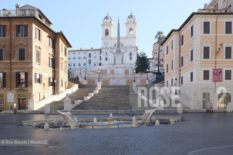 Rome March 10, 2020..Rome, the staircase of Trinità de Monti in the days of the Coronavirus/Roma, la Scalinata di Trinità de Monti nei giorni del Coronavirus. ©Rino Bianchi/Rosebud2