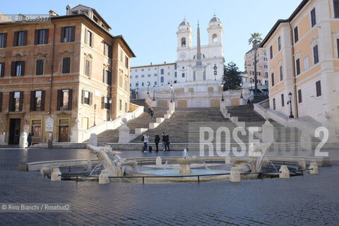 Rome March 10, 2020..Rome, the staircase of Trinità de Monti in the days of the Coronavirus/Roma, la Scalinata di Trinità de Monti nei giorni del Coronavirus. ©Rino Bianchi/Rosebud2